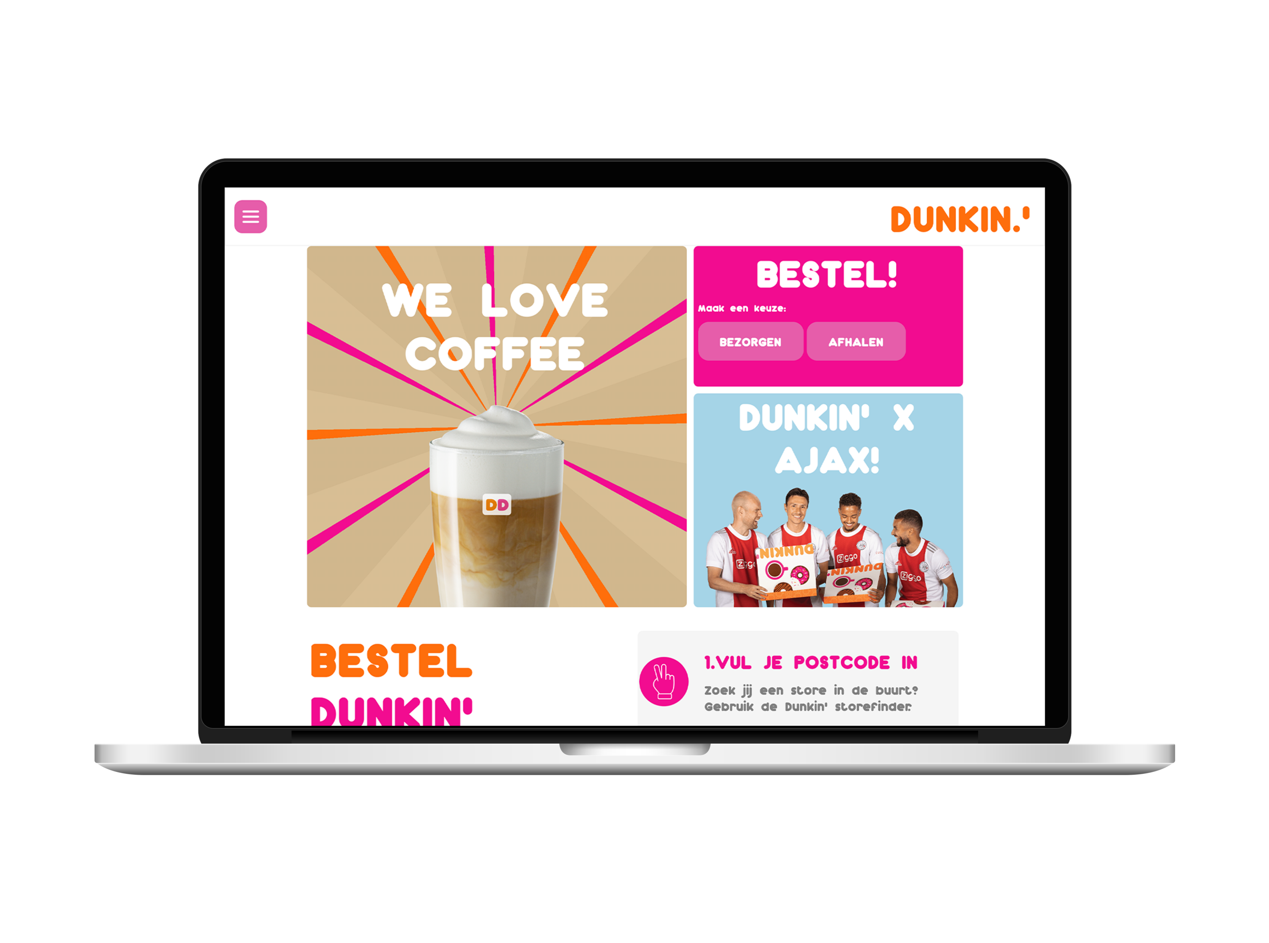 A mockup of my dunkin donuts homepage that I programmed myself using HTML, CSS and JavaScript!