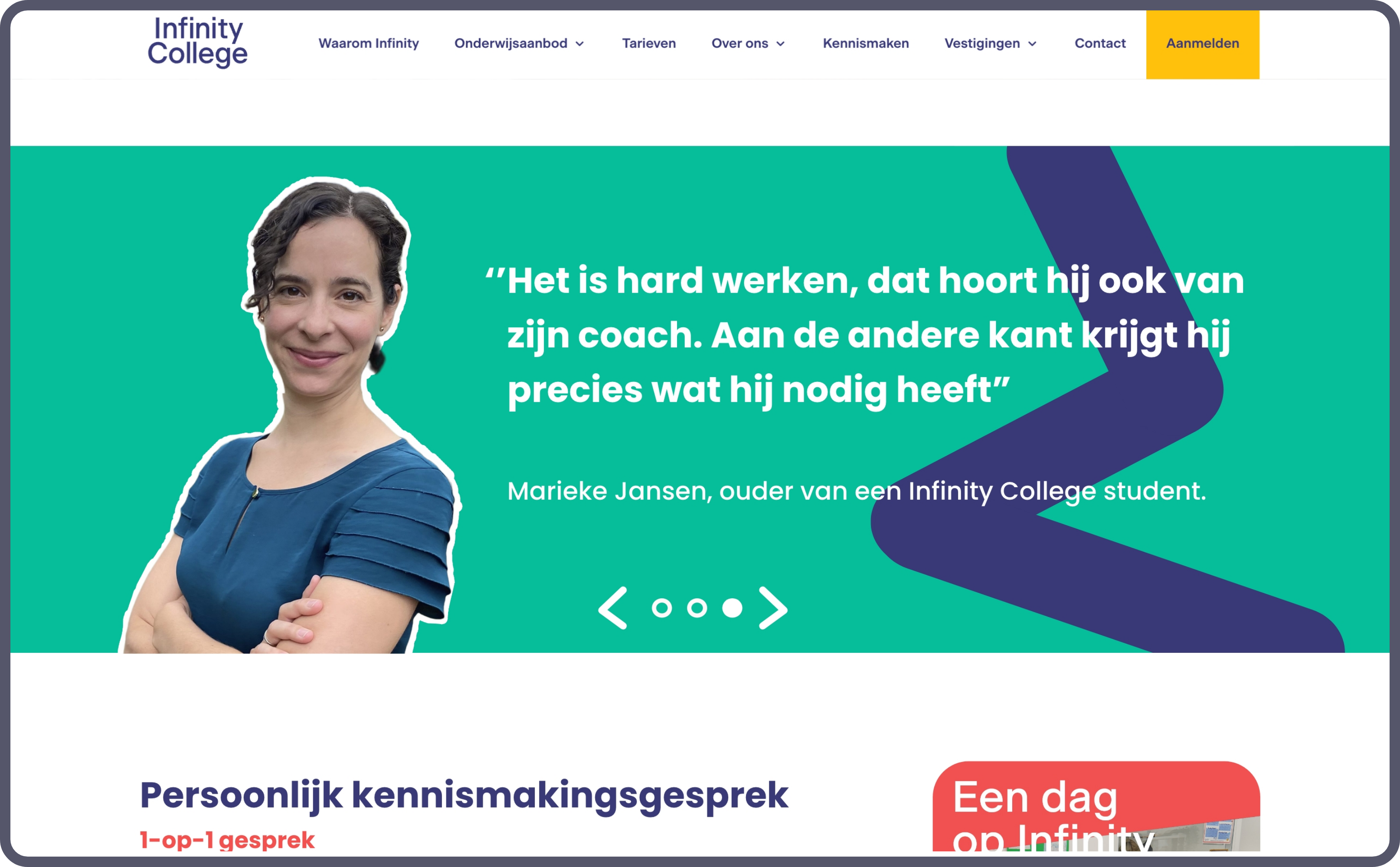 This is version 1 of the landingpage that the parent will see.