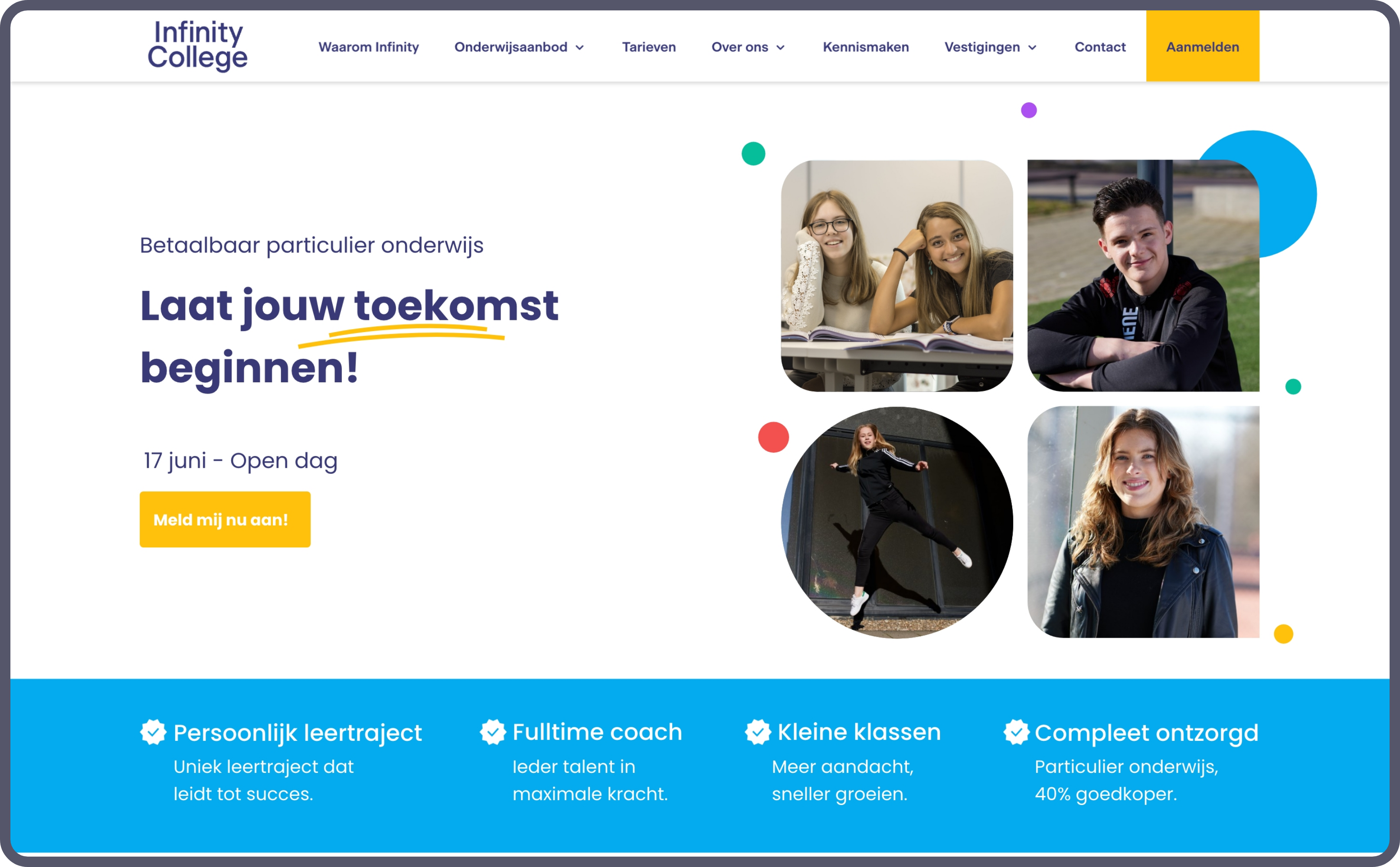 This is version 2 of the landingpage that the student will see.