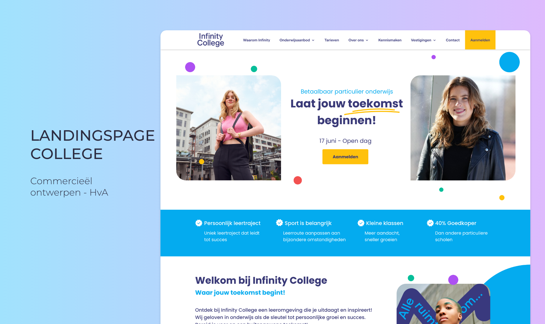 Infinity College, The assignment is to optimize a local landing page for Infinity College to boost enrollments. We'll research parents and teens, develop personas, analyze competitors, and perform a CRO and UX scan of current pages.